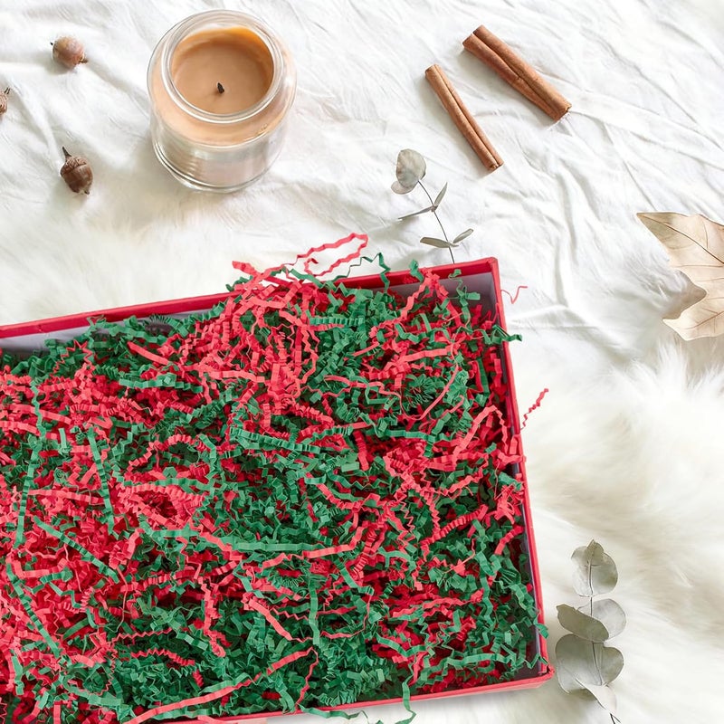 Jocomoni 1LB Christmas Crinkle Cut Paper Shred Filler, Red Green Crinkle Cut Paper Xmas Shredded Filler Raffia Paper for Gift Wrapping Craft DIY Packaging Filling Party Supply - Image 5